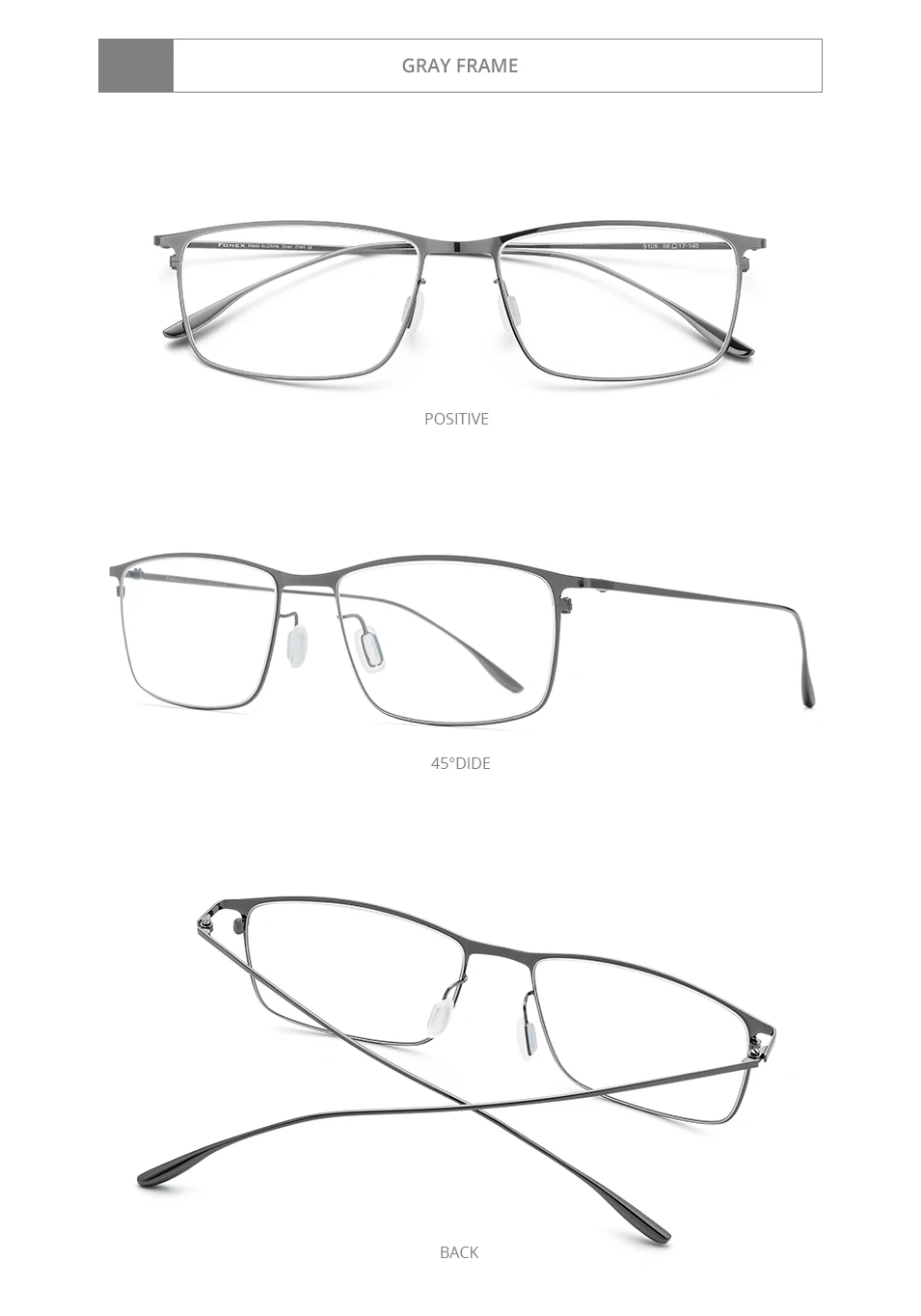 FONEX Alloy Glasses Frame Men Full-Rim Frames High-end Quality Square Eyeglasses Ultralight-Weight Korean Japanese Eyewear 8105