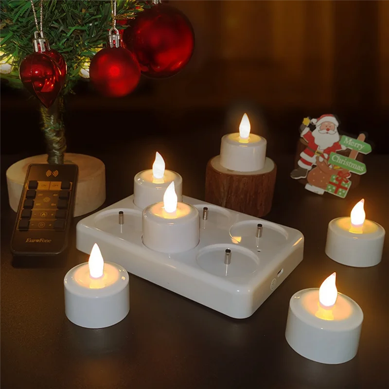 A93E-Flameless Candles With Remote Control Timer & Charging Base For Lantern Pool Weddings Emergency
