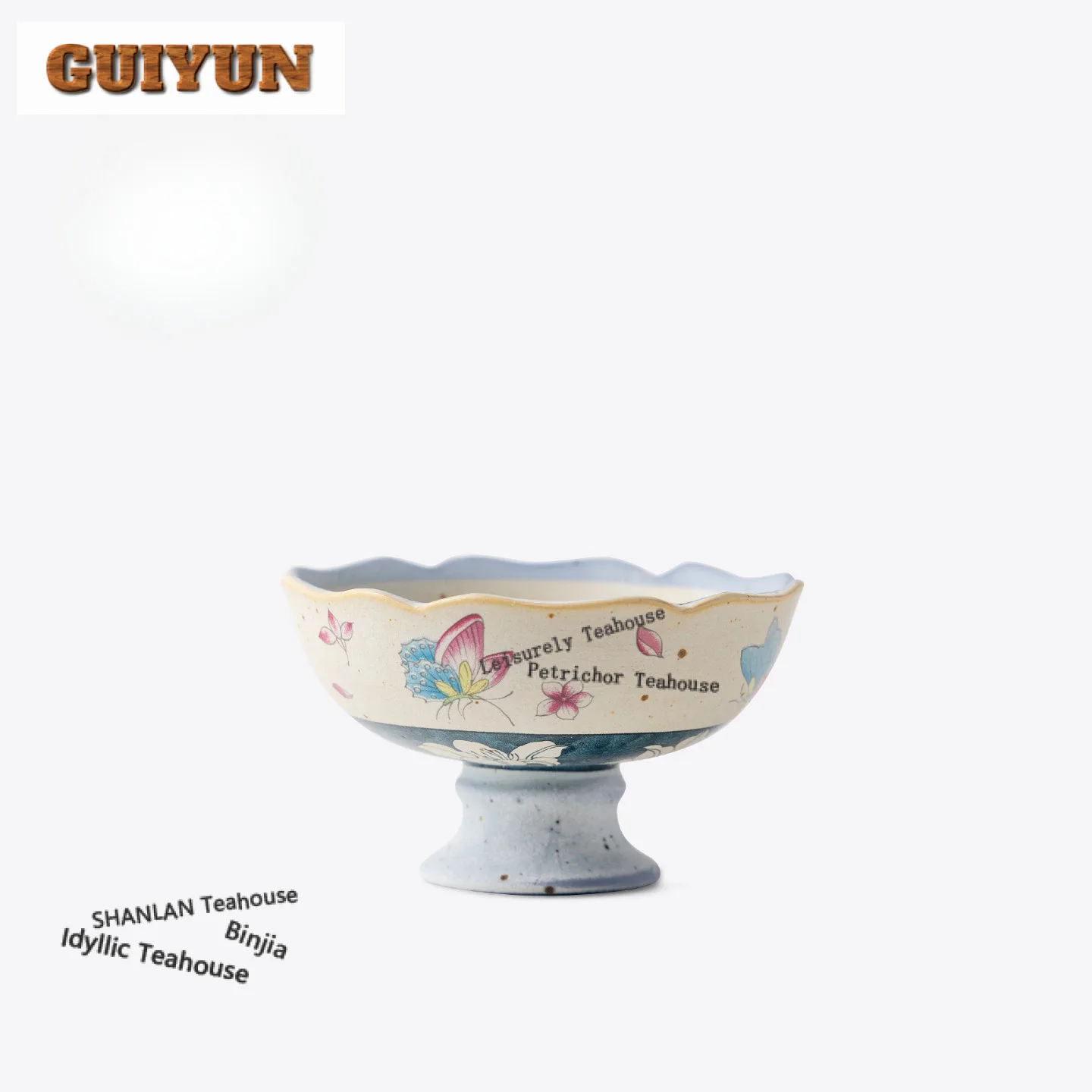 

2 шт./лот, чайная чашка на высокой ножке с декором: бабочка, любовь, цветы, чашка для чая в стиле Дзен, одиночная чашка для дегустации чая, персональная чашка, чашка-джианьцзян, мастер-чашка, 45 мл