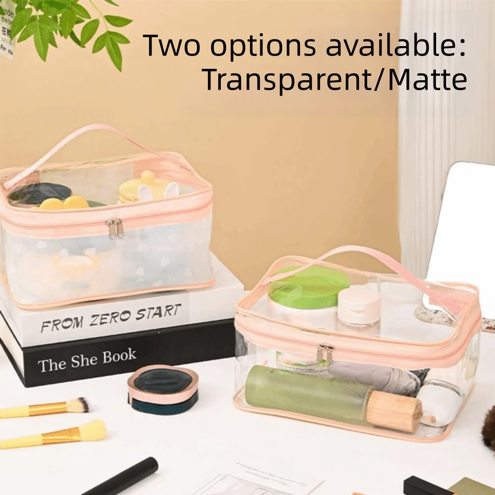حقيبة مكياج متعددة الوظائف قابلة للتنفس، حقيبة مستحضرات تجميل شفافة كرتونية، حقيبة مستحضرات تجميل مستطيلة، رحلة عمل #5