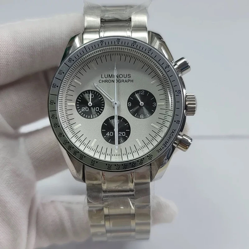 2025년 최신형 쿼츠 남성용 40mm 문워치 비즈니스 시계 남성 시계 탑 브랜드 명품 시계 남성 크로노그래프 VK63 방수