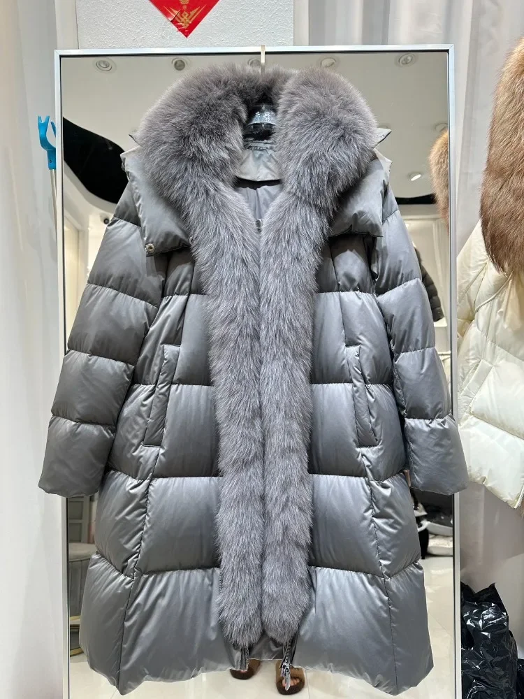 여성용 다운 재킷 화이트 덕 다운 재킷 퍼 코트 후드 달린 여성용 다운 재킷 리얼 퍼 코트 겨울용 여성용 코트 2026