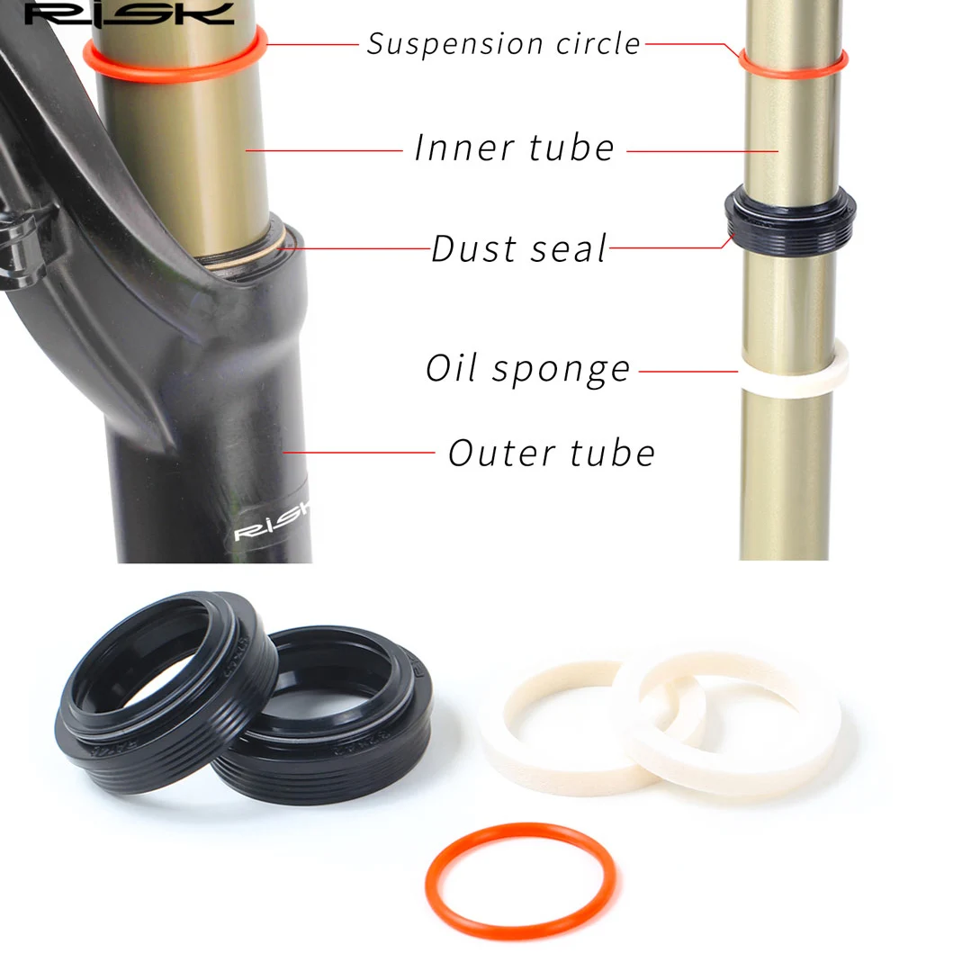 Bike Front Fork Dust Seal Repair Parts Kit, MTB Bicycle Suspension Circle, Oil Sponge, 32, 34, 35, 36mm Seal Rings, Repair Tool