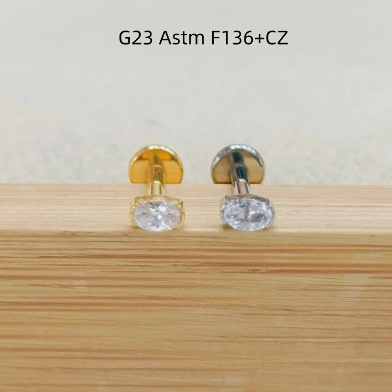 10pcs/Lot Body Jewelry G23 Titanium Astm F136 CZ New Lip Labret Bar Ear Helix Tragus Rook Barbells Stud Piercing Jewelry New