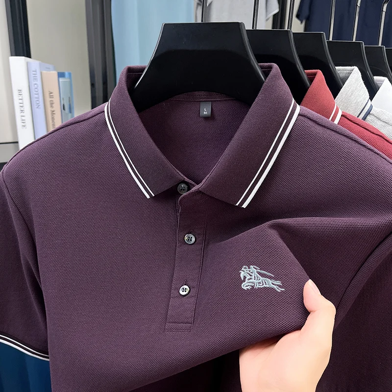 100% Cotton Luxury Fashion Hot Selling Brand Paul Embroidery Polo Shirt Summer High-End Men's Comfortable Breathable T-Shirt Top