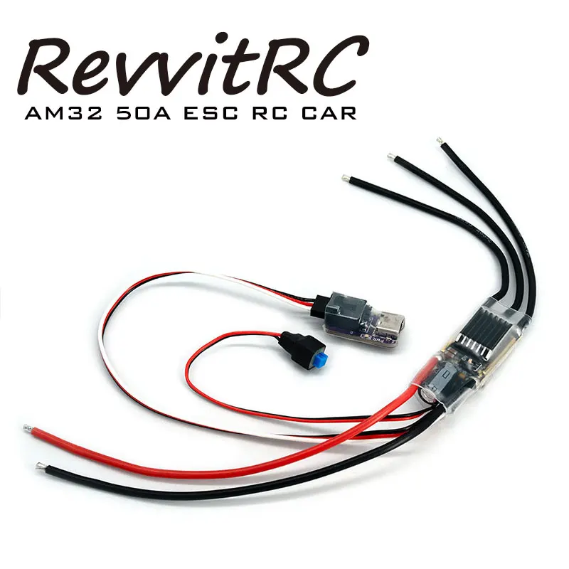 

RevvitRC 50A Brushless ESC AM32 BEC 7.4-8.4V 2-6S for 1/8 1/10 Scale Cars Axial SCX10 Traxxas TRX-4 TRX-6