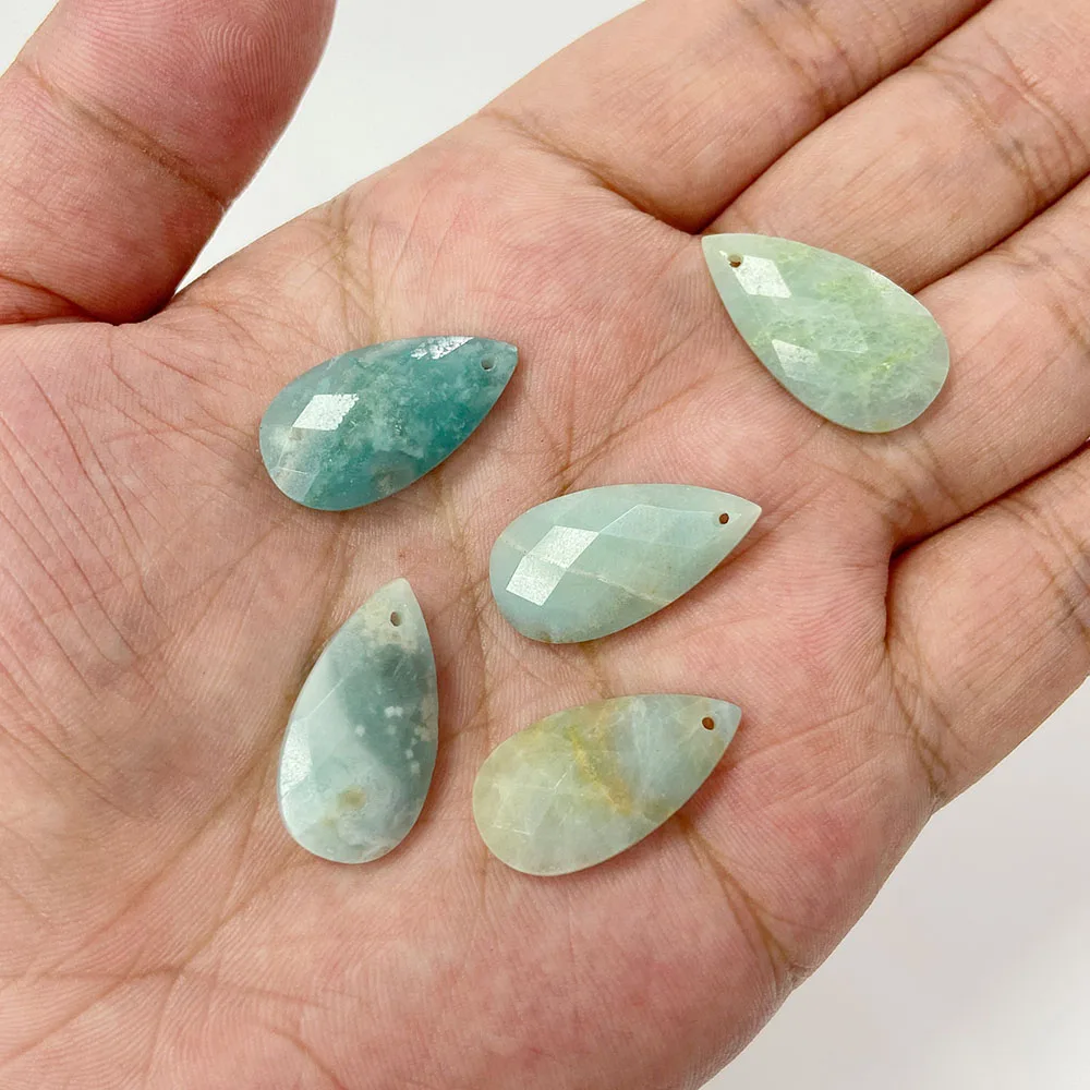 Natural Water Drop Pendant Labradorite Opal Quartzs Jade Faceted Stone Charms Bead For Earrings Necklace DIY Accessories 13*25MM