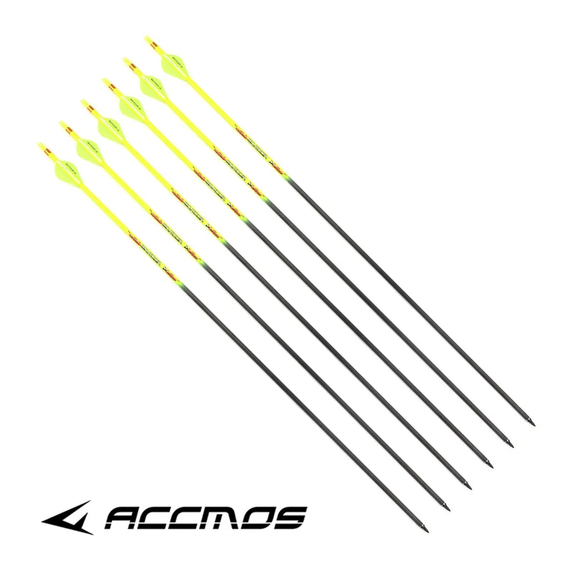 12pcs Pure Carbon Arrow Archery Spine 300/340/400/500/600/700/800 ID6.2mm 32 inch For Bow Outdoor Hunting