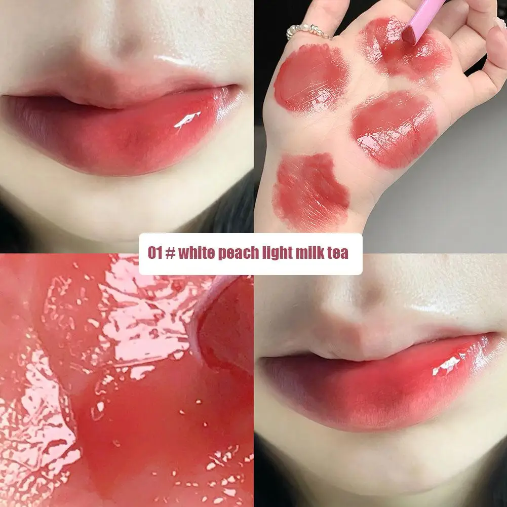 4 Color Cute Bear Translucent Crystal Jelly Lipstick Moisturizing Gloss Lipstick Balm Pen Mirror Silky Water Lip Solid Last N2R4