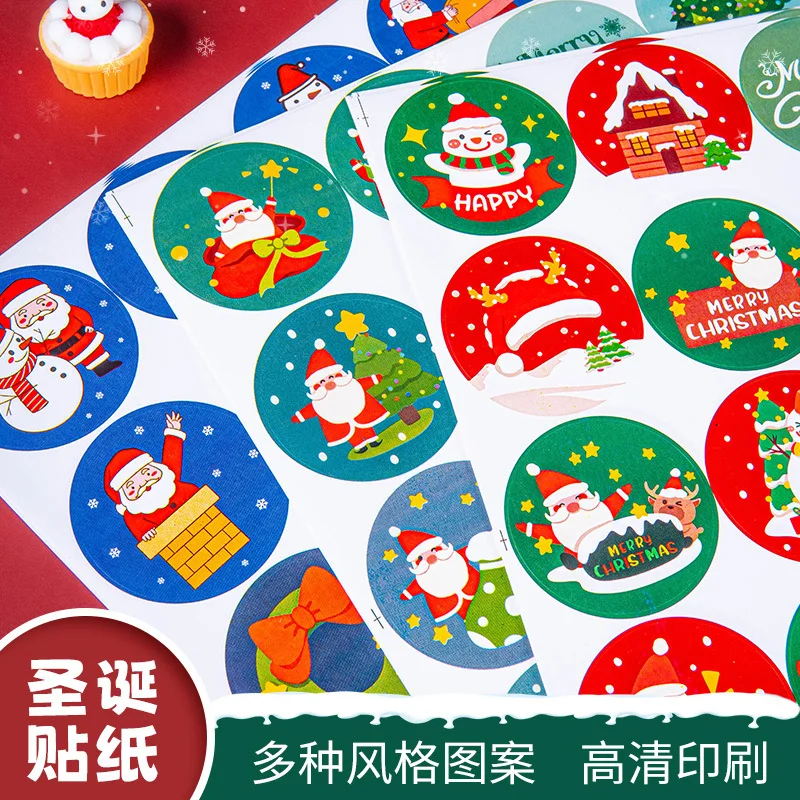 3 Sheets Christmas Countdown Stickers Sealing Labels For Baking Packing Greeting Cards Envelopes Gift Tag DIY Round