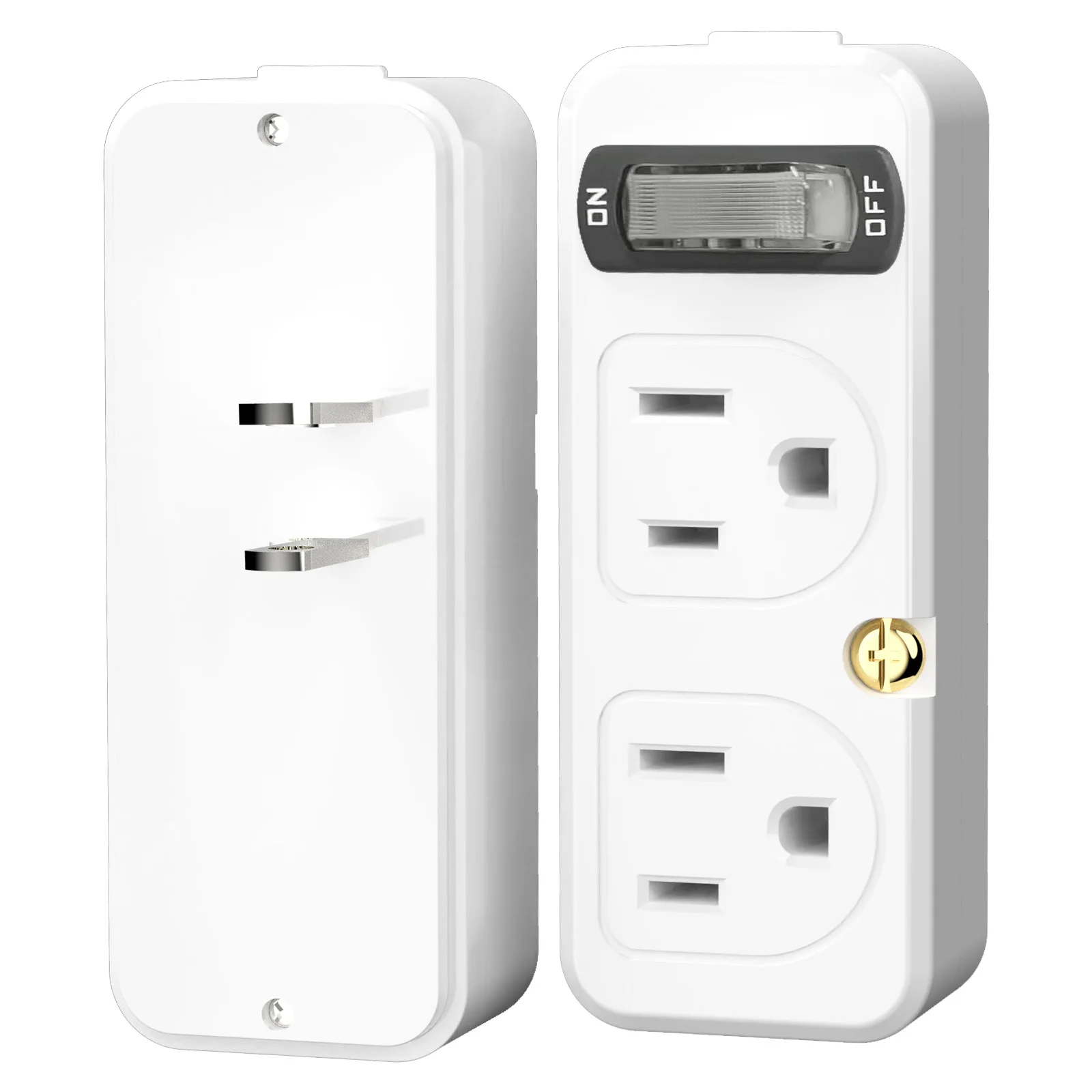 HITRENDS 2pc Wall Outlet Extender with ON/OFF Switch, US Plug 4 AC Socket 15A/1875W Rated with Surge Protector for Home