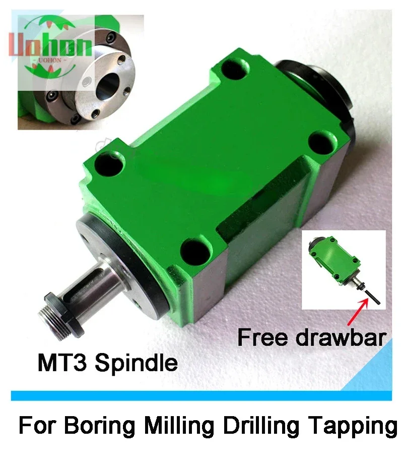 

MT3 Morse 3 Max. 3000~8000rpm Power Head Power Unit Machine Tool Spindle Head for Boring Milling Drilling Tapping & Free Drawbar