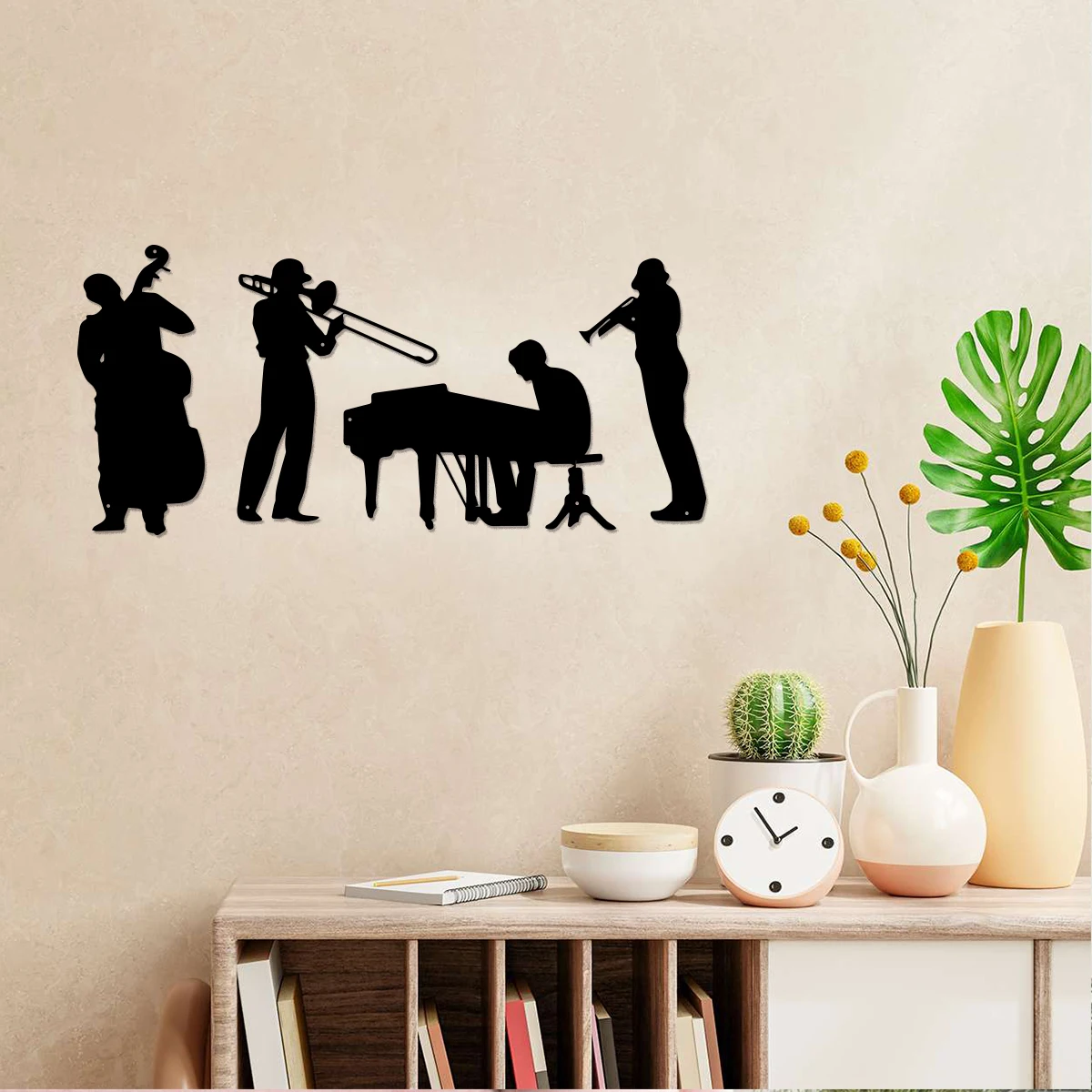 1PC Metal Wall Decoration Home Interior Wall Decor Jazz Music Theme Wall Decoration Saxophone Wall Hanging Decoration Cello