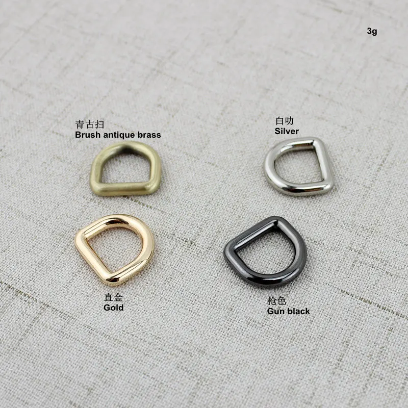 50-200PCS 9 colors line 3.0mm 10mm inside brushed antique brass d ring hardware metal  gold round d-ring for bag