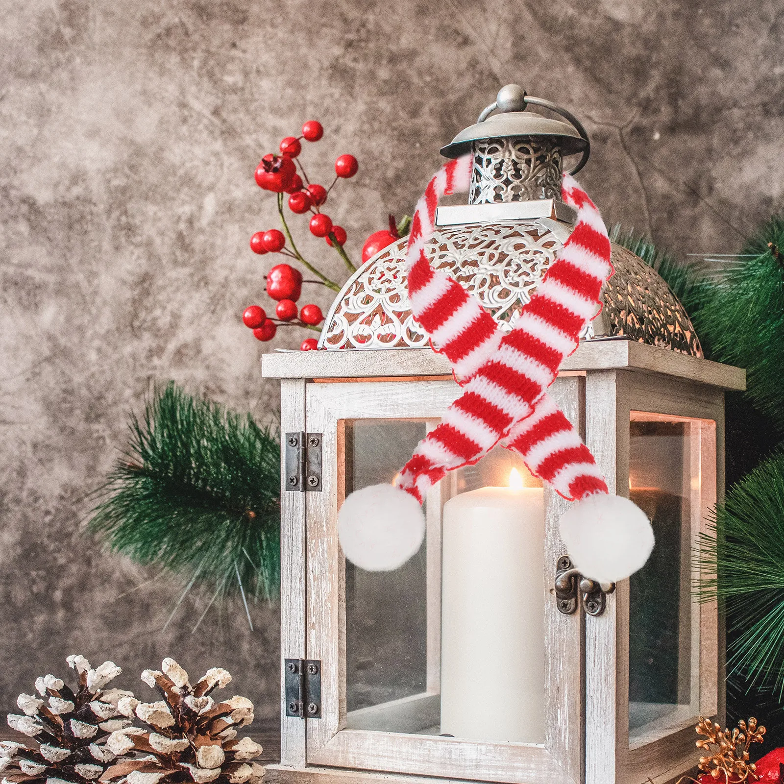 6Pcs Mini Christmas Scarf Red White Wine Bottle Cover Xmas Party Ornament Holiday Table Decor Christmas Wine Bottle Scarf