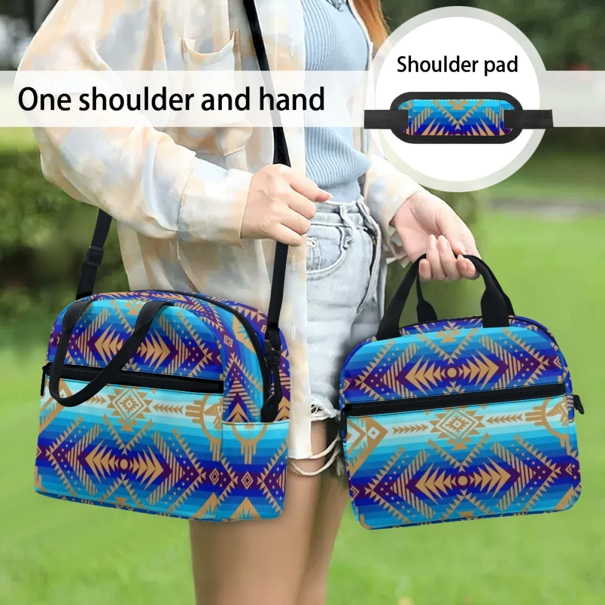 FORUDESIGNS Melhor Aztec Padrões Lunch Bag para Crianças Leve À Prova D' Água Nsulation Pacote Térmico Isolamento Embalado Almoço