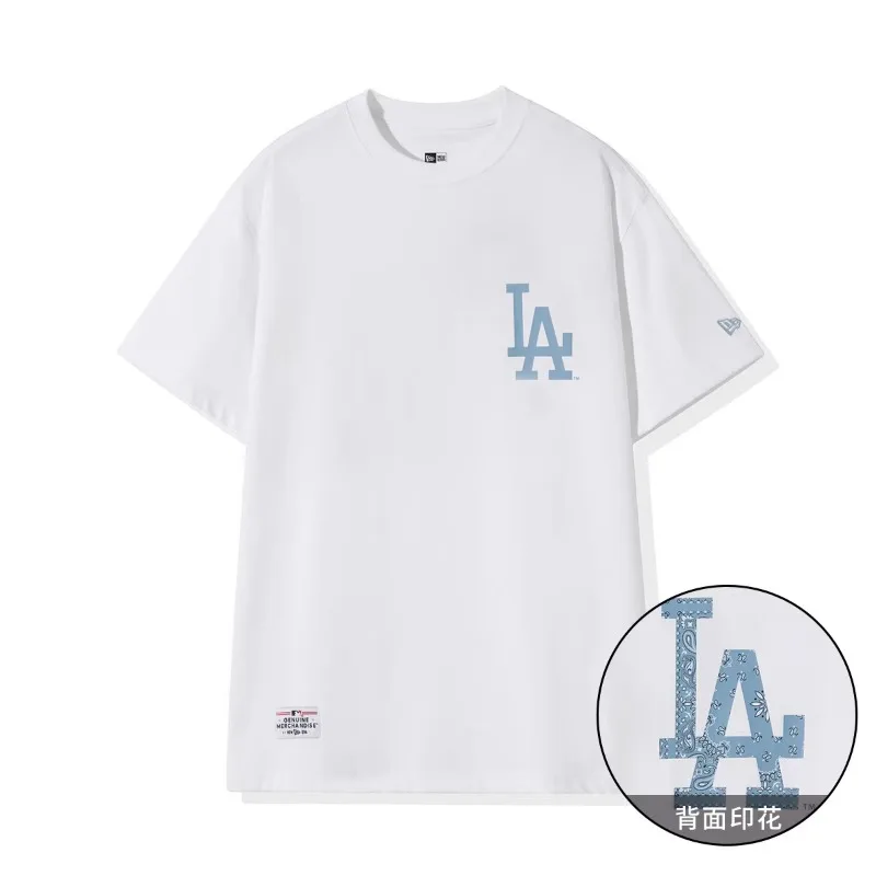

New Era Mlb Los Angeles Dodgers Cashew Flower Pullover Round Neck T-Shirt Men's White