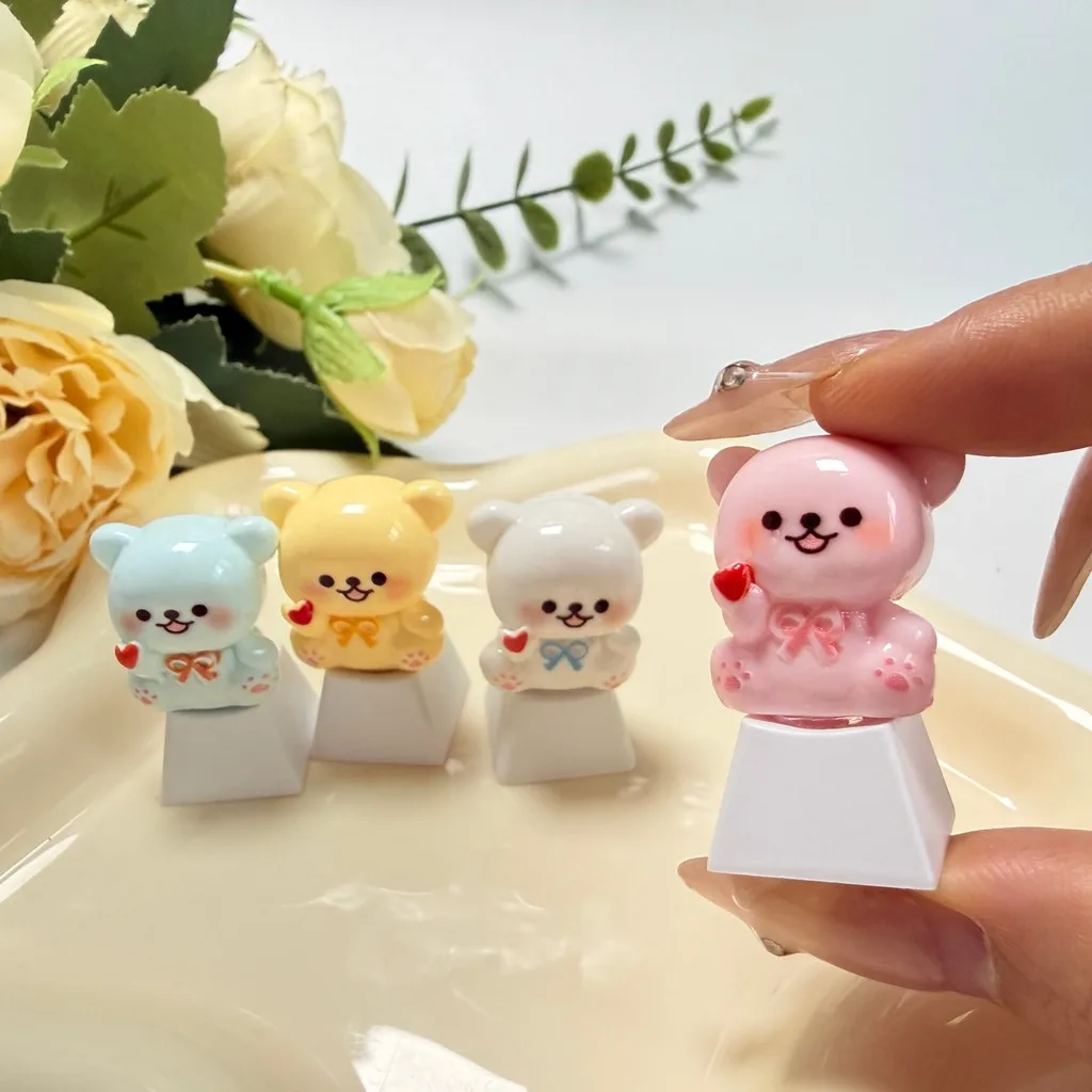 Handmade Keycaps Cherry Profile R4 Cute Bear Key Caps Cross Axis Mechanical Keyboard ESC Keycap PC Accessories Gift