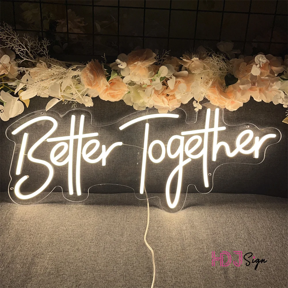 

50cm Better Together Neon Sign Lights Wedding Decoration Proposal Neon Led Sign Engage Party Decoration Room USB LED Neon Lights