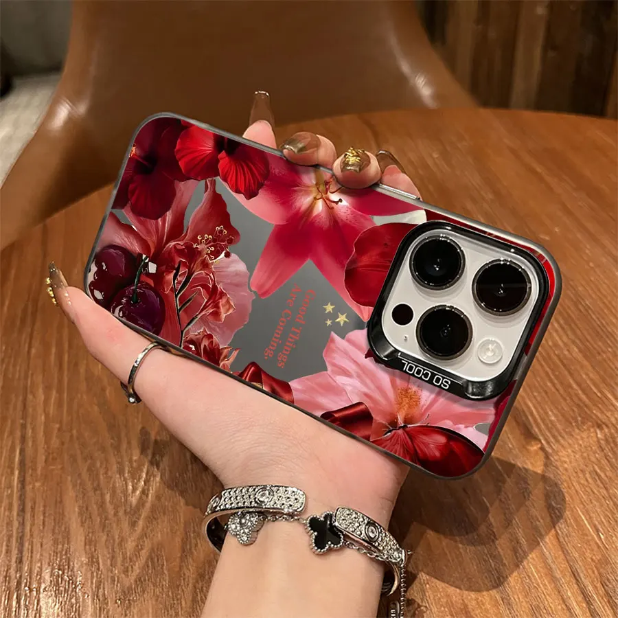 Red blooming flowers Phone for iPhone 17 to 11 Pro Max Plus