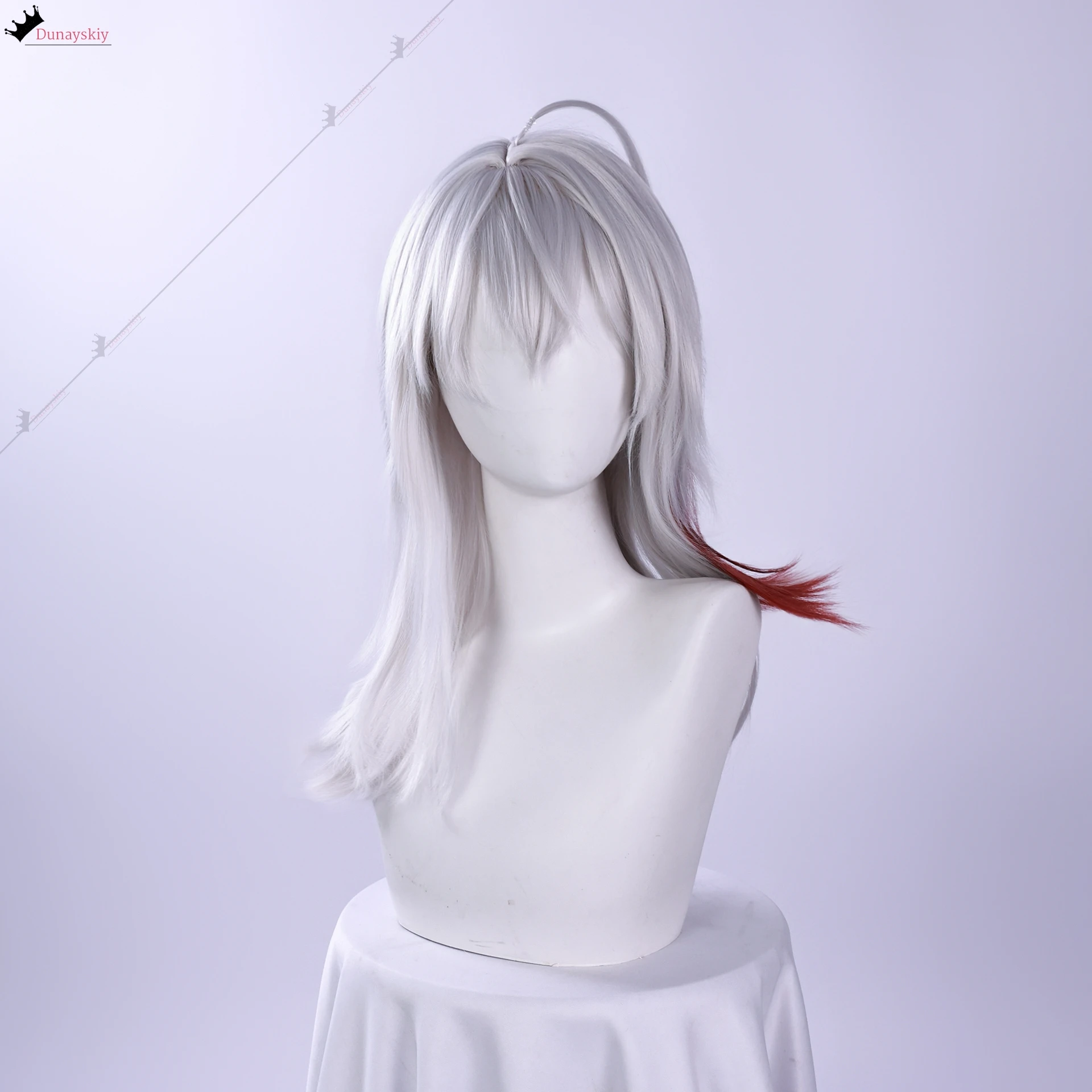 Peluca de Cosplay Zani Wuthering Waves, peluca de disfraz de Cosplay de 40CM, peluca degradado rojo plateado, gorra gratis de pelo corto de Anime ZANI para juegos de rol