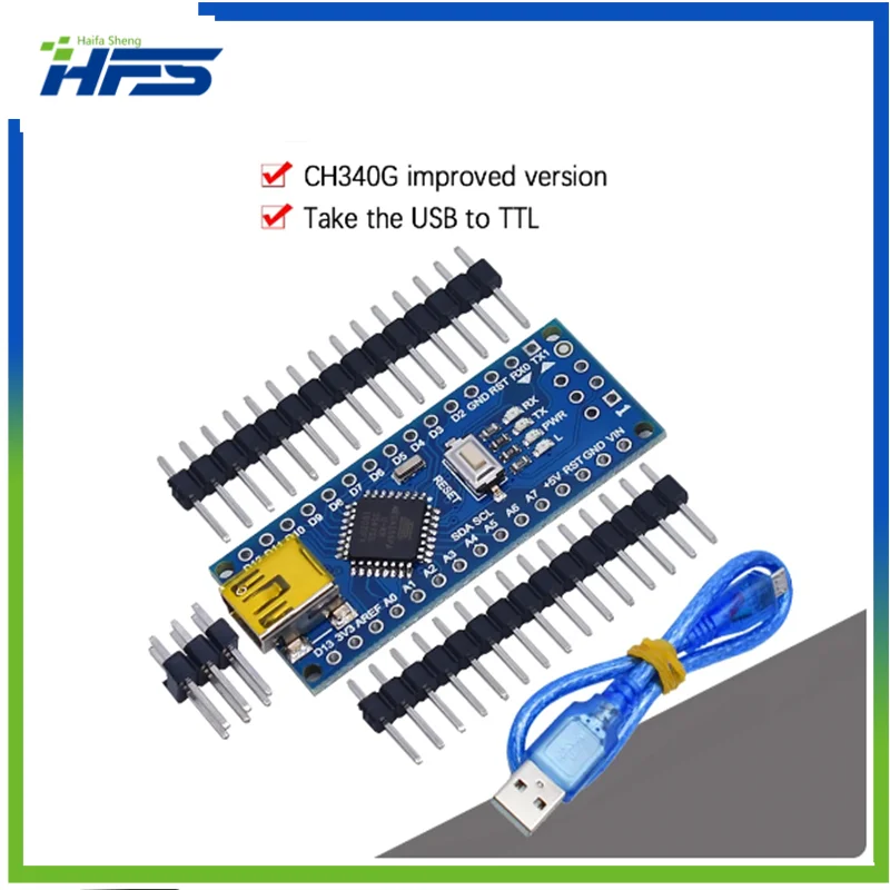 

Official Nano Atmega168 controller compatible for arduino nano Atmega168PA-AU CH340 CH340C replace CH340G USB driver