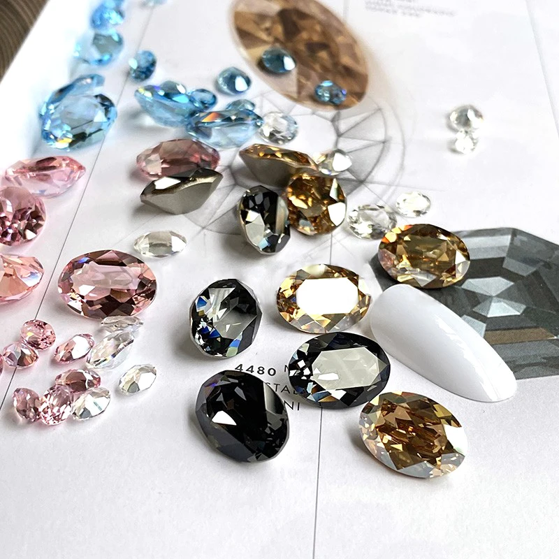 Oval Fancy Gem K9 Glass Sew On Rhinestones For Clothing Point Back Jewelry Making Loose Strass Crystal Clothes Accessories