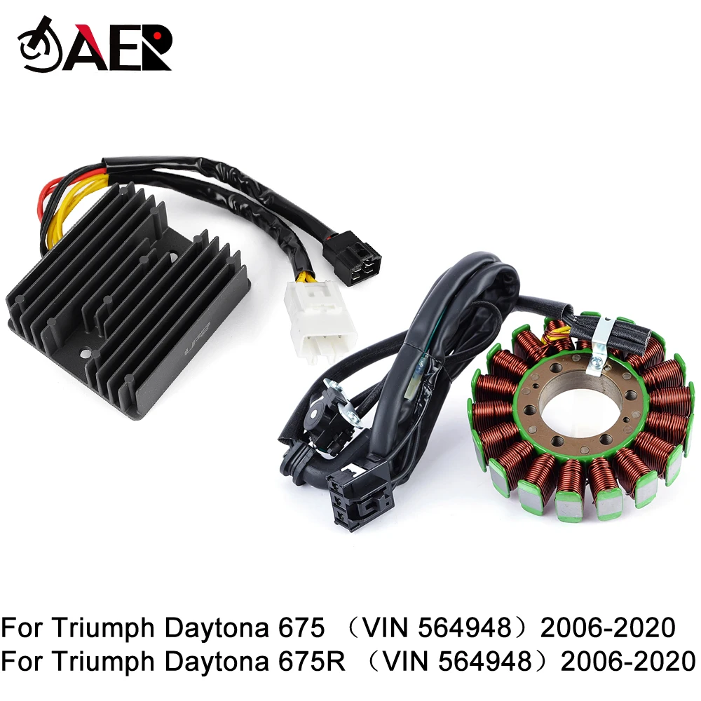 

Generator Stator Coil + Voltage Regulator Rectifier for Triumph Daytona 675 675R (VIN 564948) 2006-2020 2019 2018 2017 2016 2015