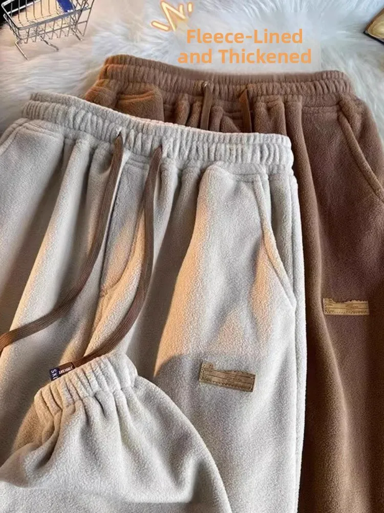 

Men's Fce Lined Joggers Straight Leg Spor Casual Pants Loose Fit Autumn Winter Large Size 300 Pou Thermal Comfortable