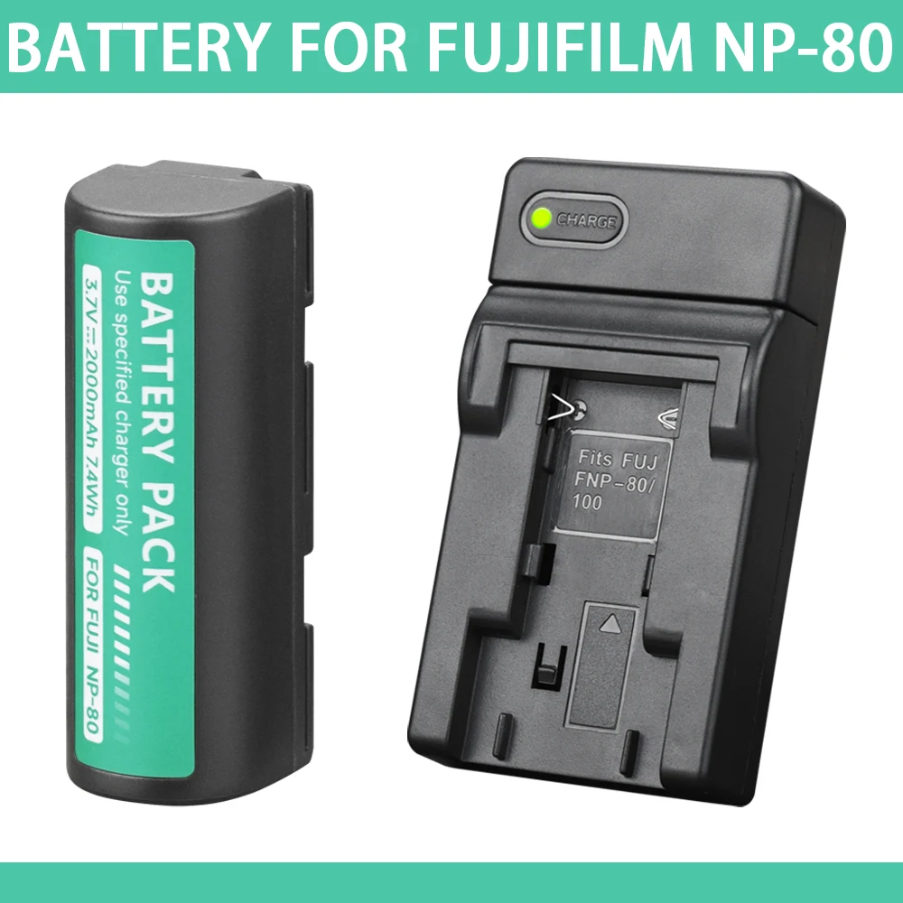 PALO 2000mAh NP-80 NP 80 Camera Battery For Fujifilm FinePix 1700z FinePix 6900 Zoom MX-2900 MX-6800 MX-4900 + LED Charger