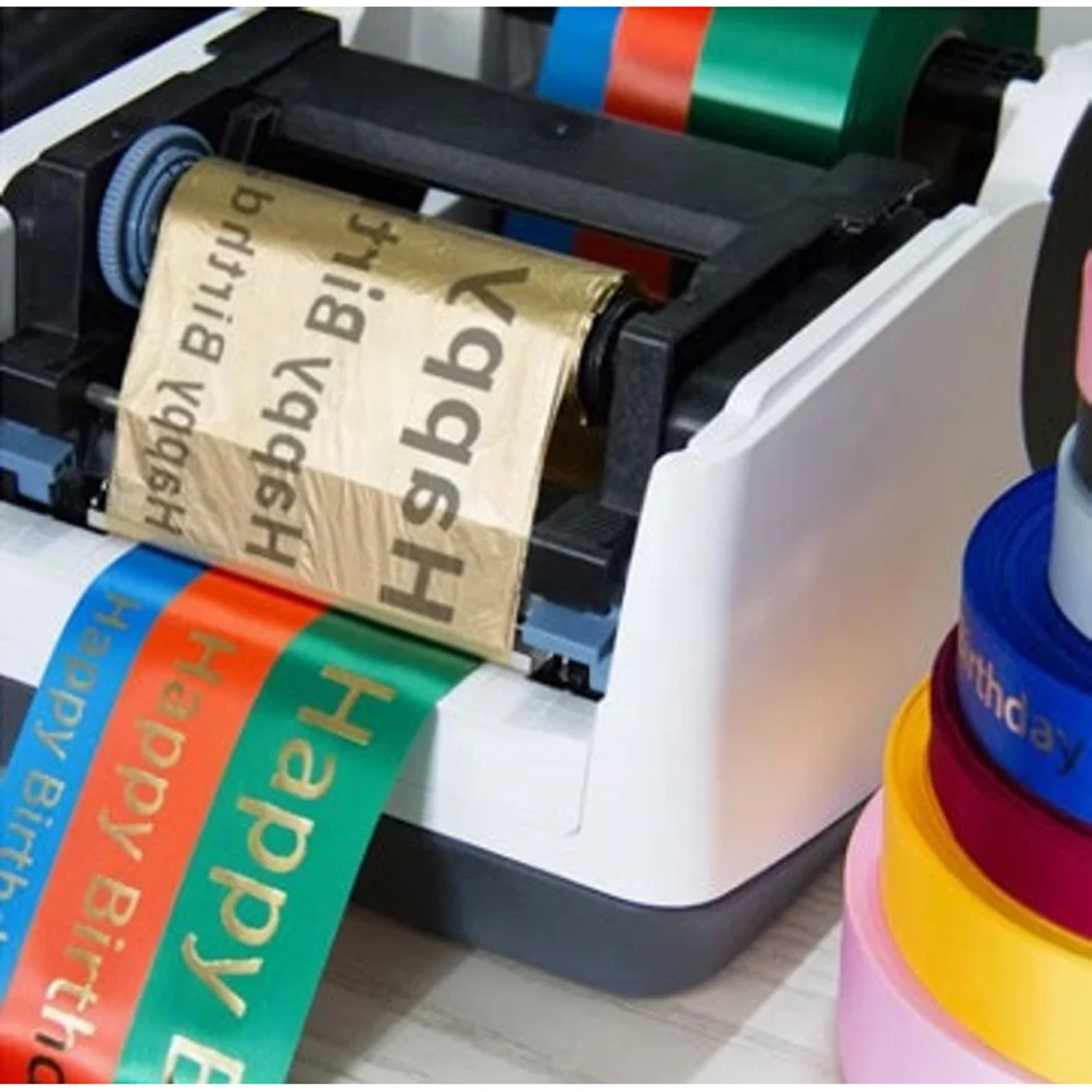300dpi High Resolution Satin Ribbon Printer 4-inch Thermal Transfer Barcode Printer for Printing Gift Wrapping Ribbons