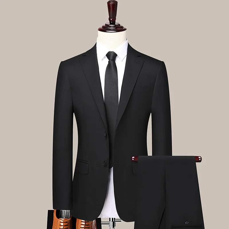 (5A-1) Customized New Men's Suits Business Solid Color Wool Suits Wedding Banquet Dresses