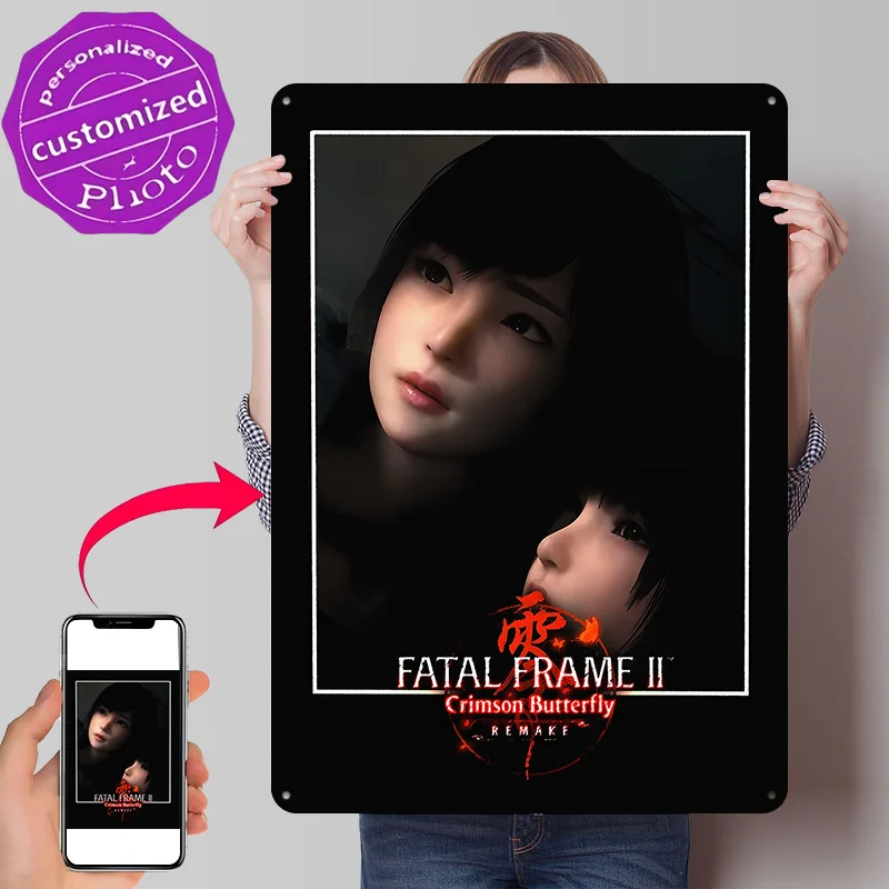 Fatal Frame II Crimson Butterfly Remake Personalized 3D Textured Metal Poster Wall Art Vintage Tin Signs for Decor Living Room