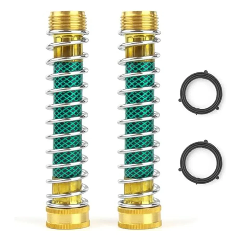

2 Pack Outdoor Garden Hose Extension Adapter with Coil Spring Hose Protector Compatible with 3/4 Inch Standard Garden Hose
