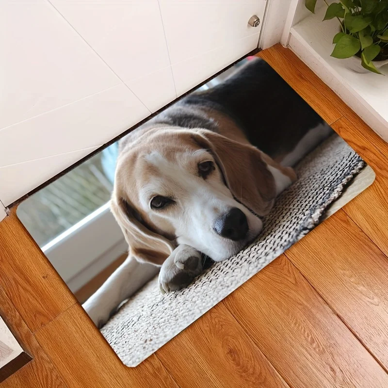 2D‑Printed Beagle Welcome Rug, Decor for Entryway, Kitchen, Hallway, Indoor‑Outdoor Parties