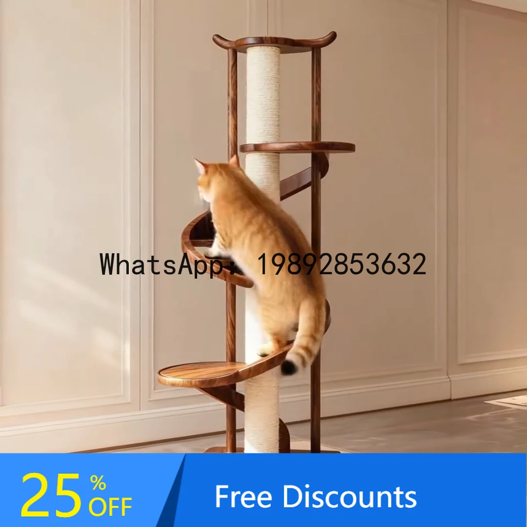 XL Indoor Solid Wood Cat Climbing Frame Integrated Vertical Small Apartment Cat Scratching Post Cat Tree Sisal Climbing Frame