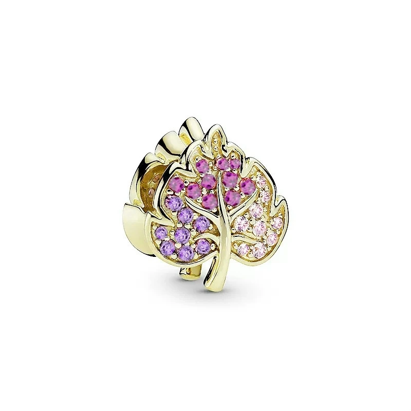 Nuovo piatto d'oro scintillante rosa mongolfiera e corno fortunato ciondola il fascino adatto per gioielli originali con bracciale da donna in argento sterling 925