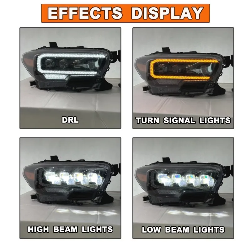 Auto LED Headlights Assembly Car Modified Head Lamp Accessories for Toyota Tacoma N300 2015-2020 2016-2023 4 Lens Light