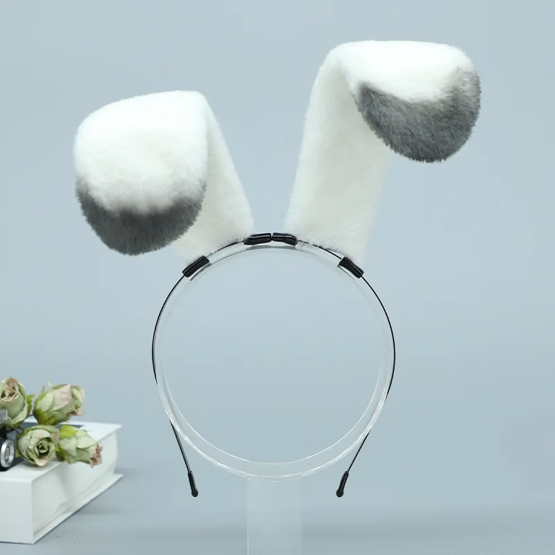 Game Love And Deepspace Xavier Bunny Ear Headband Cosplay Cute Hair Hoop Prop Faux Fur Hairbands Plush Rabbit Headwear Accessori