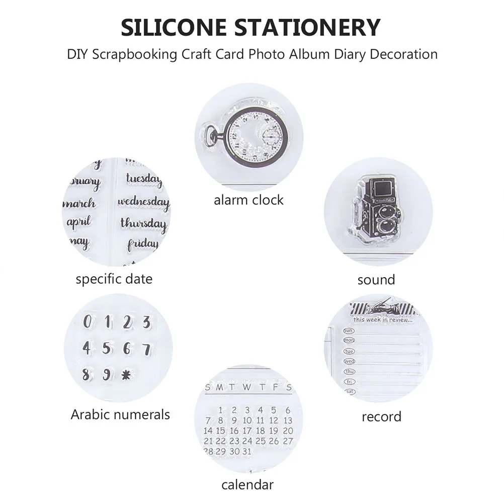 

4 Pcs Transparent Stamps Calendar Seal Kids DIY Stamper Photo Album Scrapbook Number Reusable TPR Material Easy