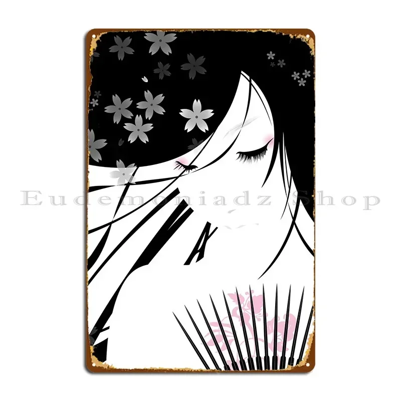 Josei No Niwa Hanami Placa Metálica Decorativa, Letrero de Cine, Garaje, Bar, Diseño Artístico