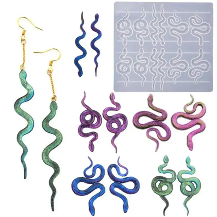 Nouveau moule en silicone créatif 2026 en forme de serpent pour la fabrication de porte-clés, boucles d'oreilles, bijoux faits à la main, outils d'artisanat en résine époxy DIY