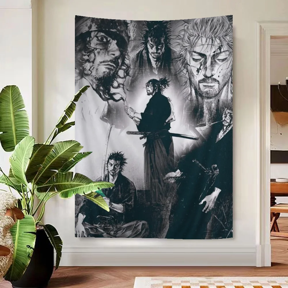 Japan Samurai Musashi Vagabond DIY Wall Tapestry Hanging Tarot Hippie Wall Rugs Dorm Home Decor