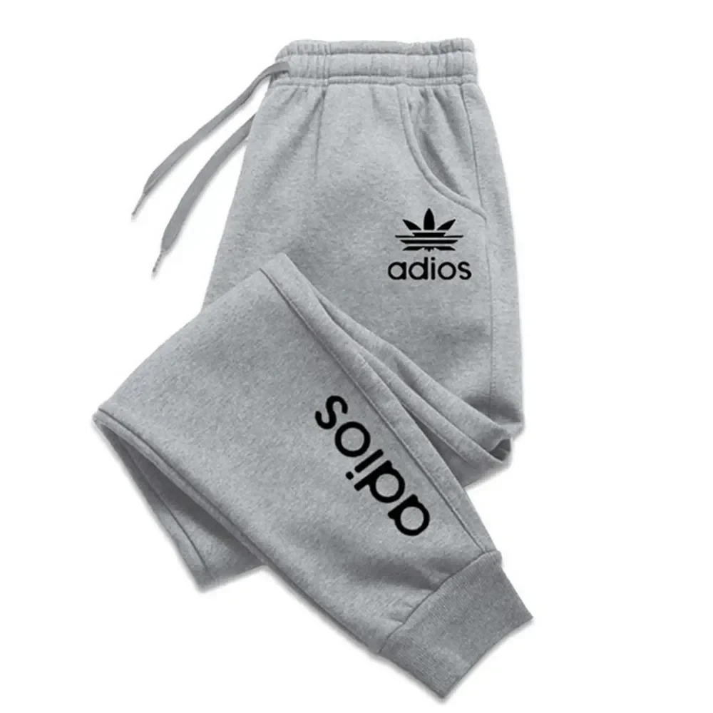 Moletom de lã quente masculino, calças de corrida masculinas, roupas de treino ao ar livre, streetwear Harajuku, calça casual estampada, novo, outono, inverno