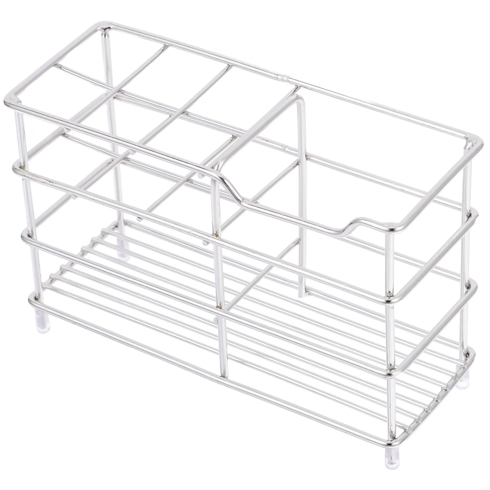 Stainless Steel Toothbrush Holder 6 Grid Bathroom Organizer Countertop Toothpaste and Toothbrush Storage Razor Holder