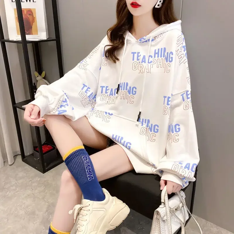 Women's Hooded Sweatshirts Baggy Hoodies New In Cotton Loose Spring and Autumn Female Top On Promotion Korean Fashion Aesthetic