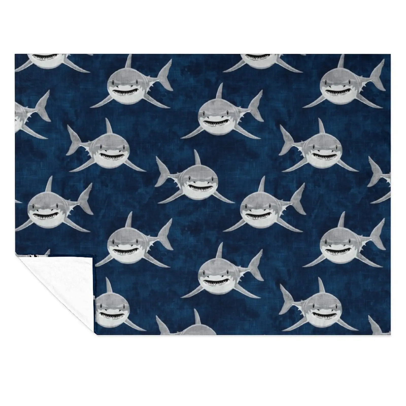 

Sharks! - dark blue Throw Blanket anime Furry Extra Large Throw Decorative Throw Blankets