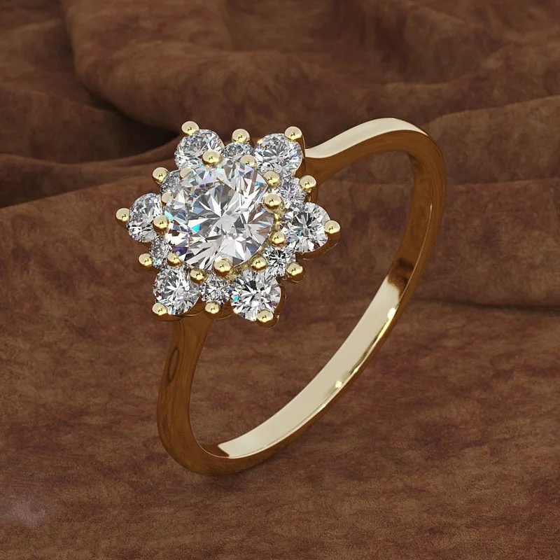 2026 Creative Snowflake 925 Sterling Silver Ring, Engraved with 18K Gold or Rose Gold, Ideal for Engagement Rings or Party Fashi