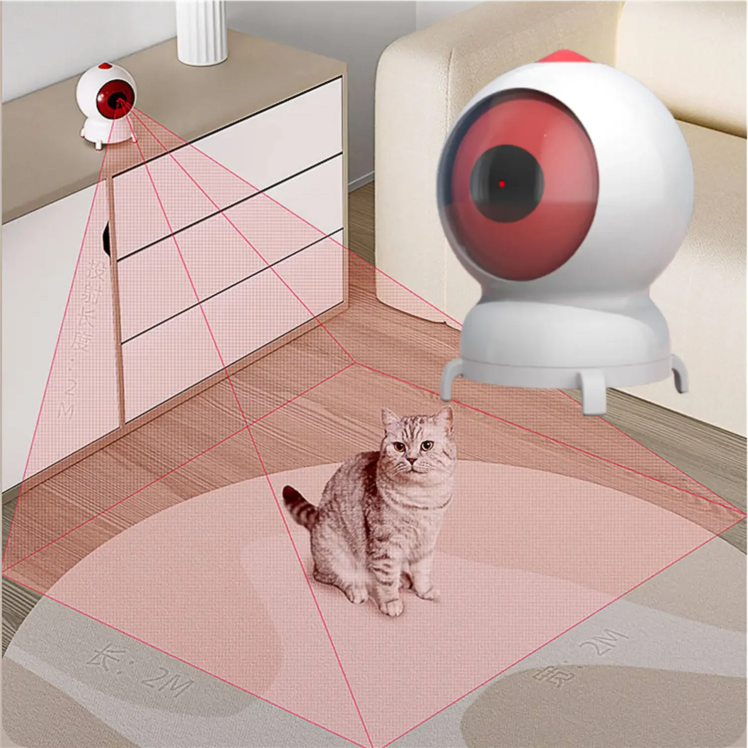 

Automatic Cat Laser Toy Rechargeable Cat Interactive Red Laser Pointer Chaser Toys 360 Degree Cat Toy App Intelligent Control