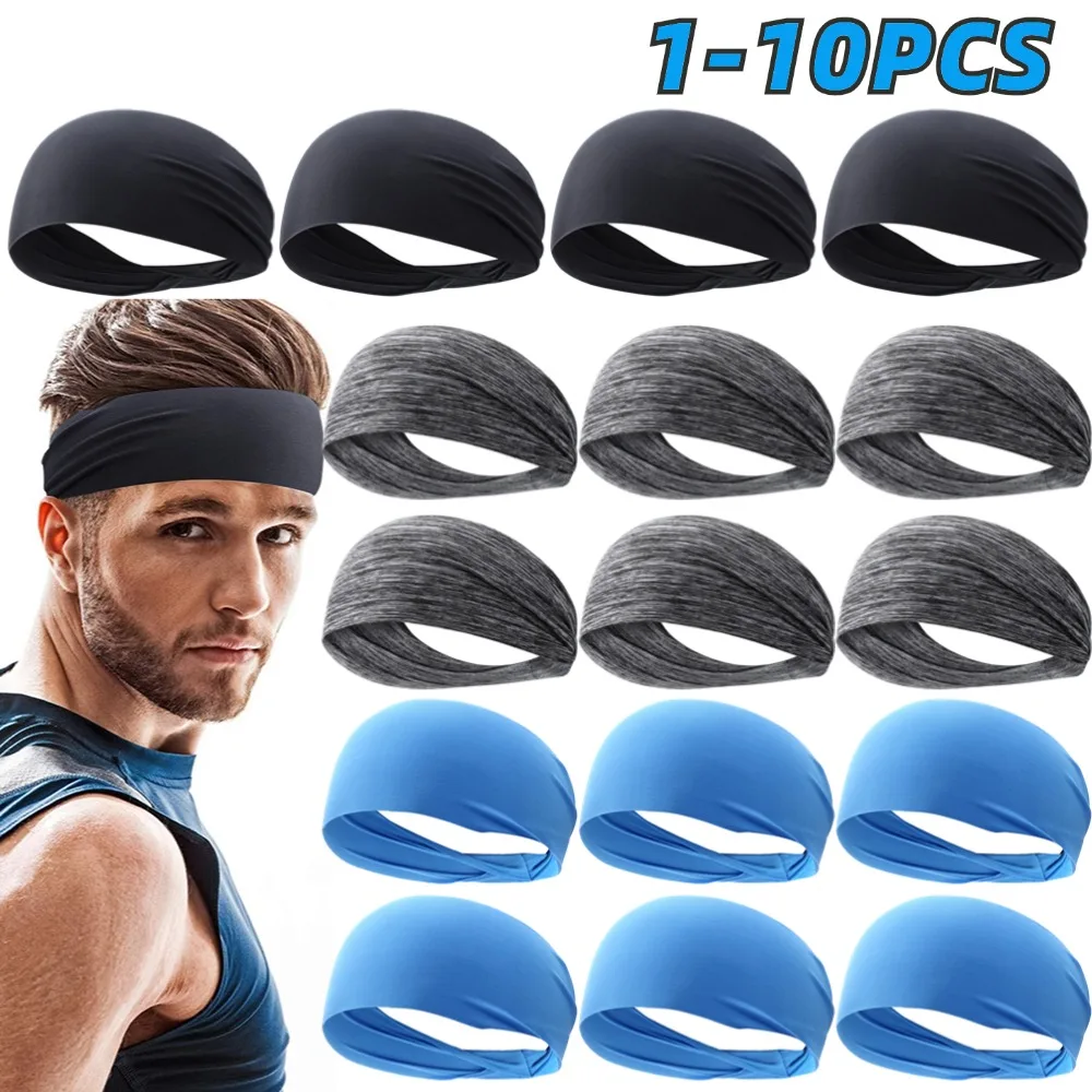 1-10PCS Outdoor Sports Headband Quick Dry Sweat Absorption Headdress Fitness Hair Bands Man Woman Hair Wrap Elastic Sweatband